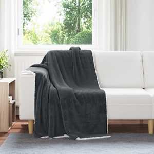 Plažová deka Tmavě šedá 130 x 150 cm Fleece - obrázek 1