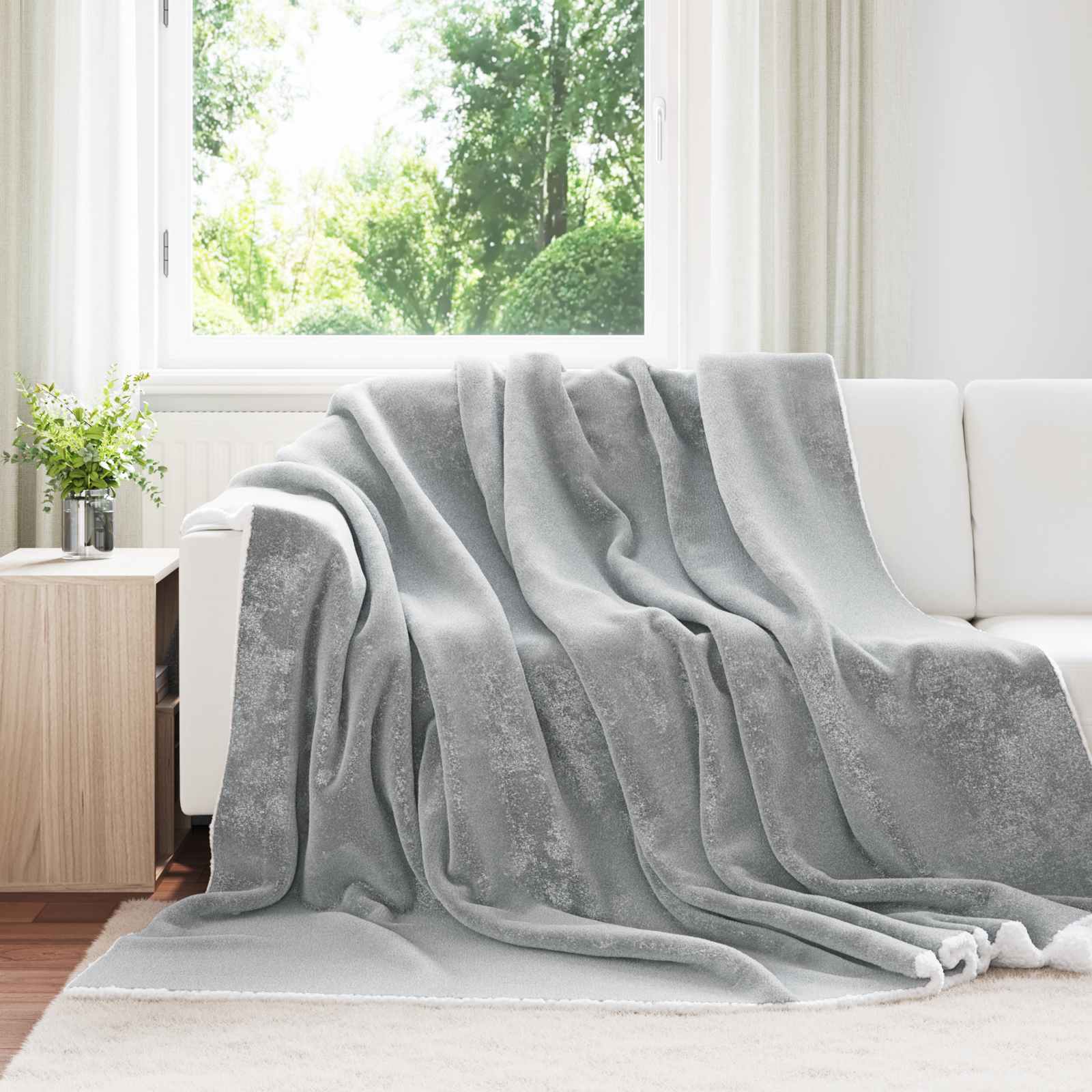 vidaXL Pătura de aruncat Gri 240 x 270 cm Molton