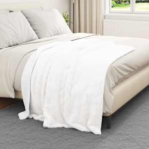 Plažová deka Bílá 130 x 150 cm Fleece - obrázek 3