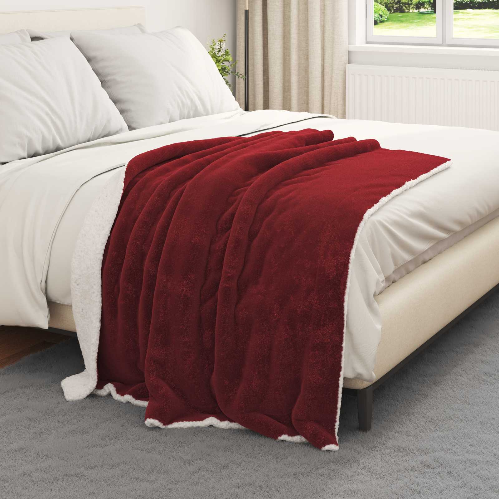 Gooi Deken Bordeaux Rood 130 x 150 cm Fleece image 3