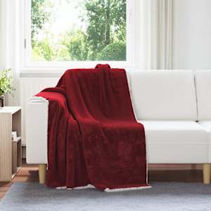 Plažová deka Bordeaux červená 130 x 150 cm Fleece - obrázek 1