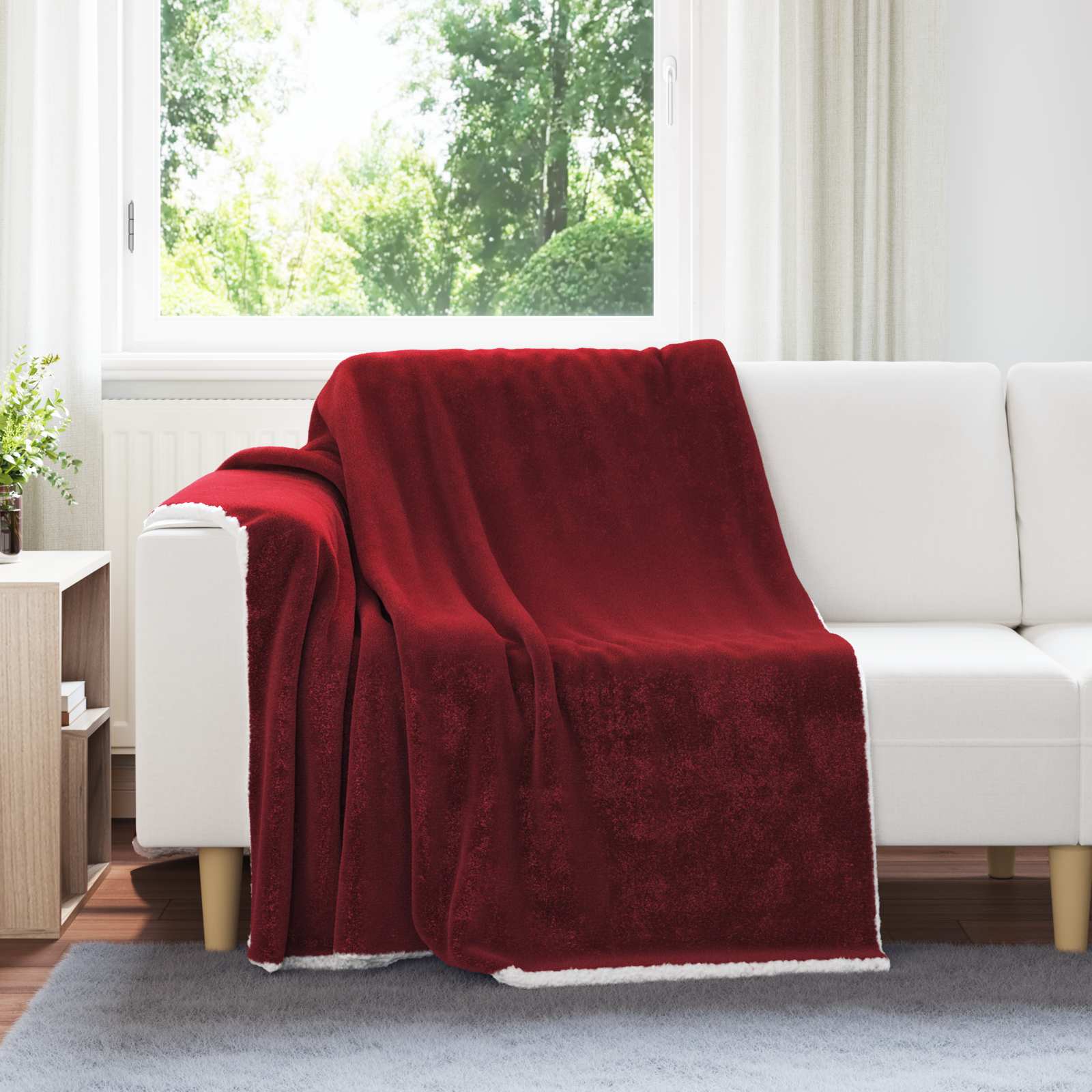 Gooi Deken Bordeaux Rood 150 x 200 cm Fleece image 1