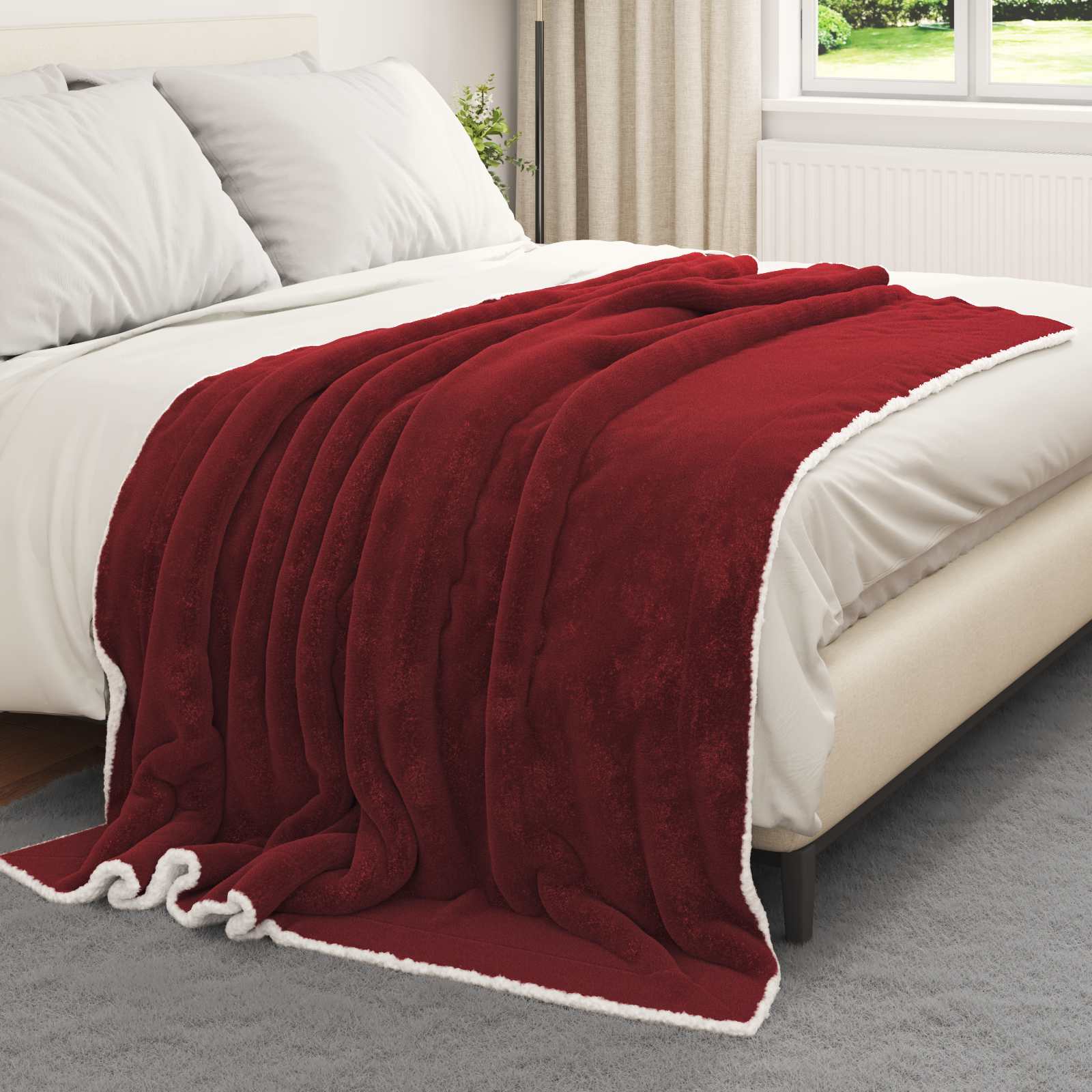 Gooi Deken Bordeaux Rood 150 x 200 cm Fleece image 3