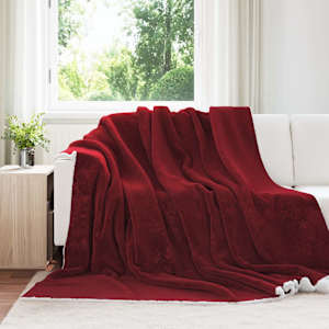 Plažová deka Bordeaux červená 220 x 240 cm Fleece - obrázek 1
