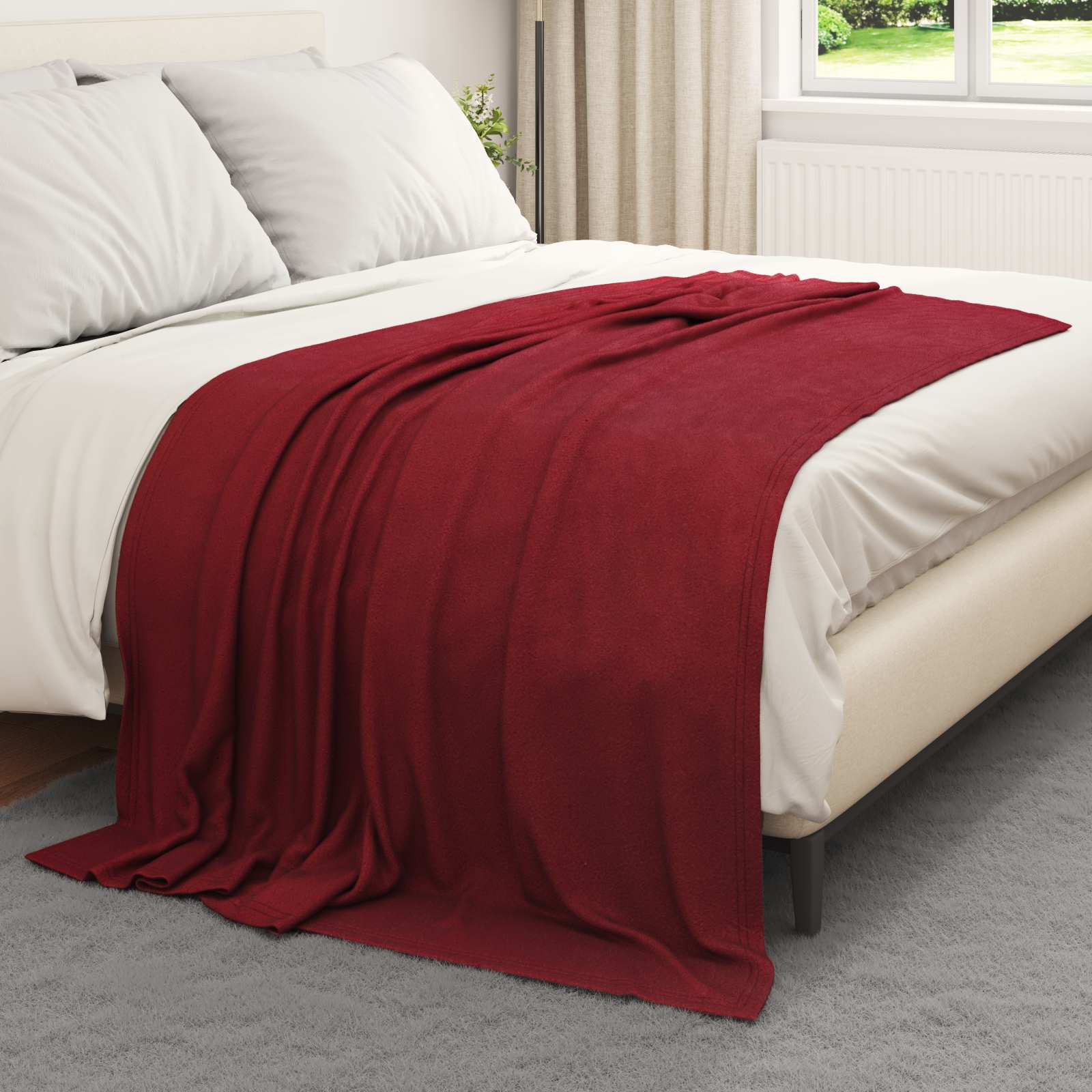 Gooi Deken Bordeaux Rood 200 x 150 cm Fleece image 3