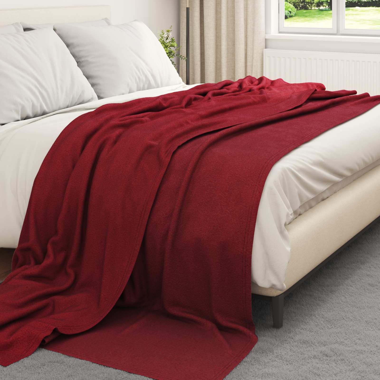 Gooi Deken Bordeaux Rood 240 x 220 cm Fleece image 3