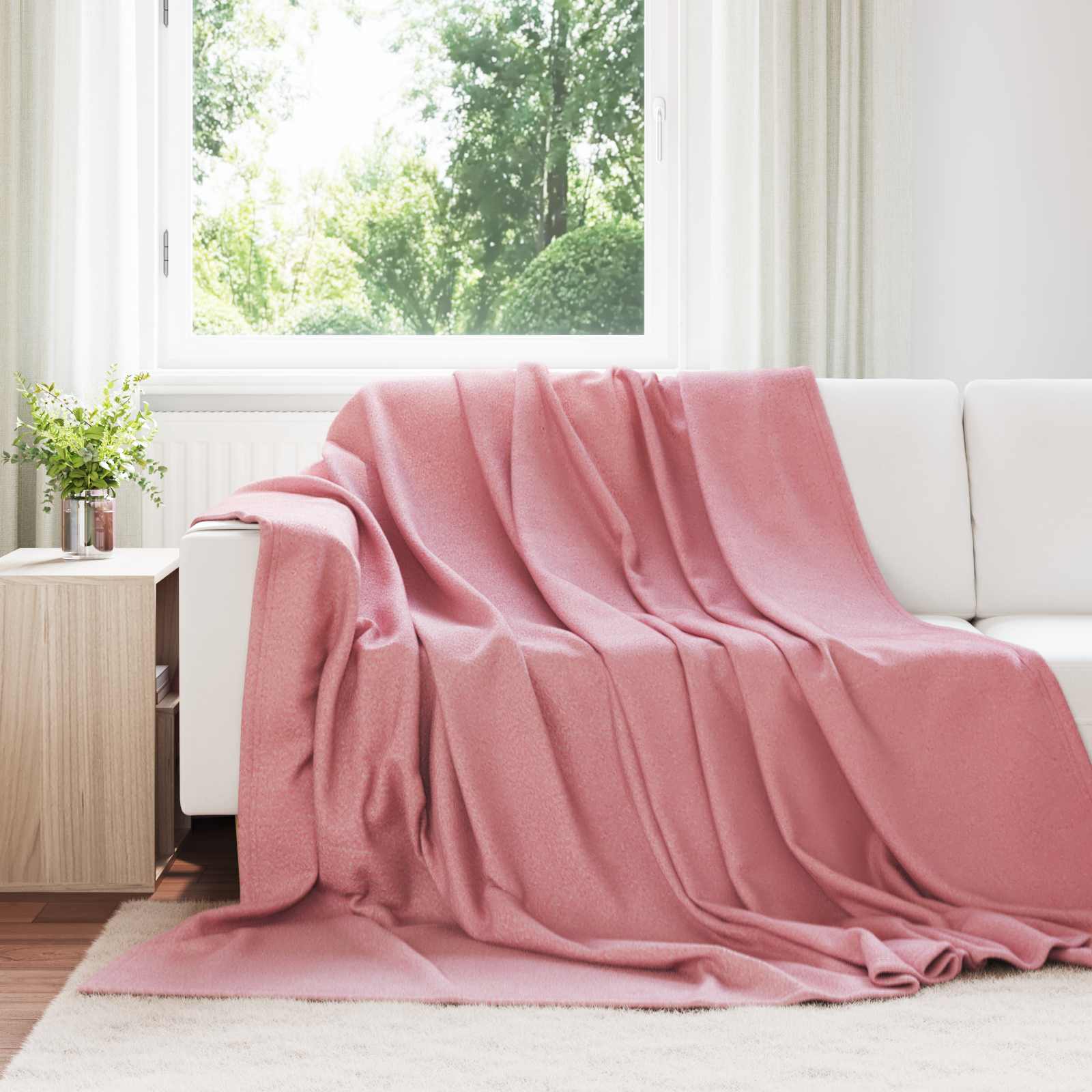 vidaXL Überwurfdecke Rosa 240 x 220 cm Fleece