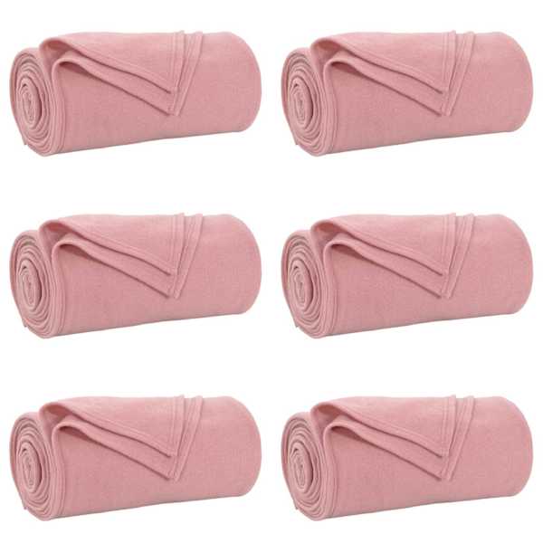 vidaXL Viskab tekid 6 tk Roosa 170 x 130 cm 1.86 kg Fliis