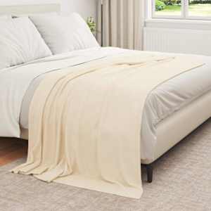 Plažová deka Krémová 210 x 140 cm Fleece - obrázek 3