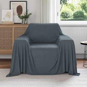 Plažová deka Tmavě šedá 210 x 140 cm Fleece - obrázek 1