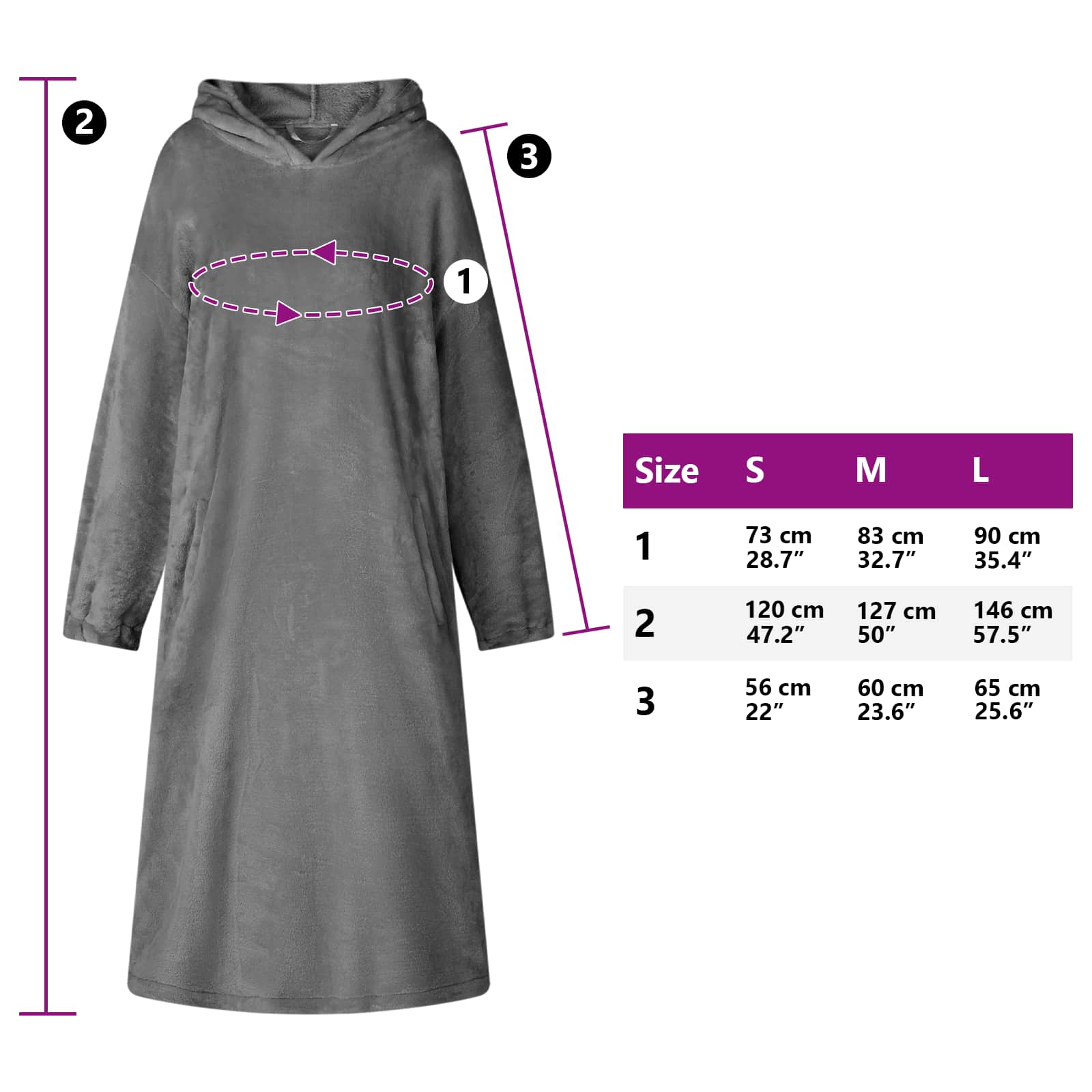 Odeja s kapuco Temno siva m Flanel - slika 8