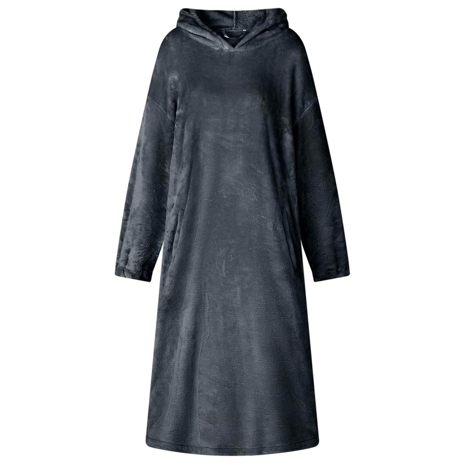 Odeja s kapuco Temno modra s Flanel