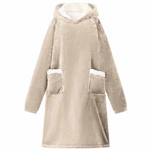 Mikina s kapucí Béžová L Fleece a flanel - obrázek 1
