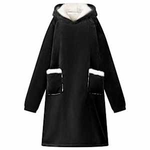 Mikina s kapucí Černá L Fleece a flanel - obrázek 1