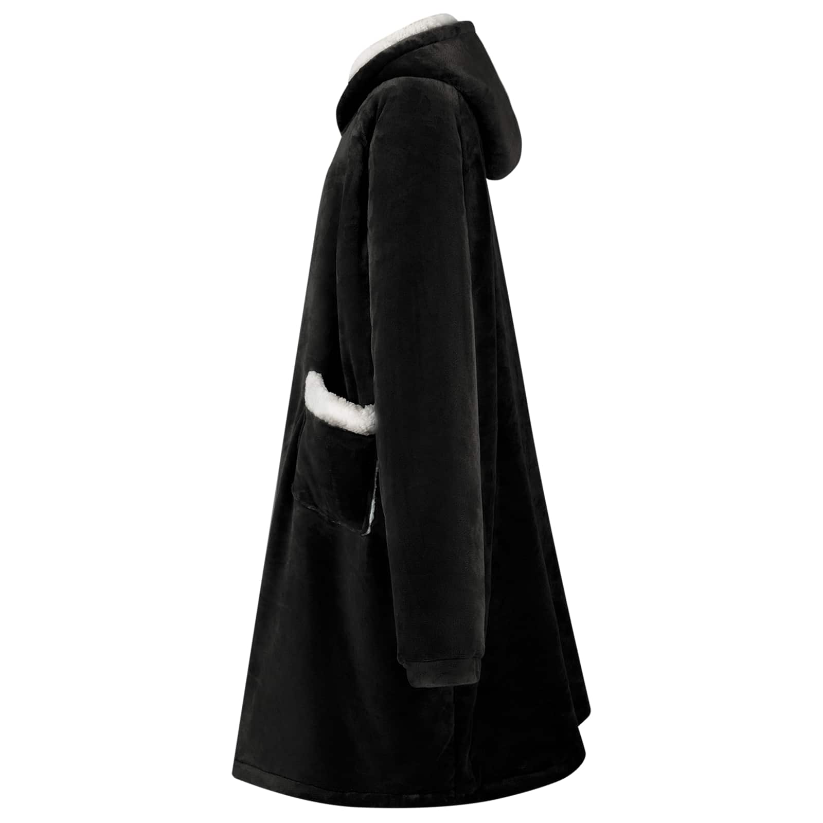 Odeja s kapuco Črna m Flis in flanel - slika 3