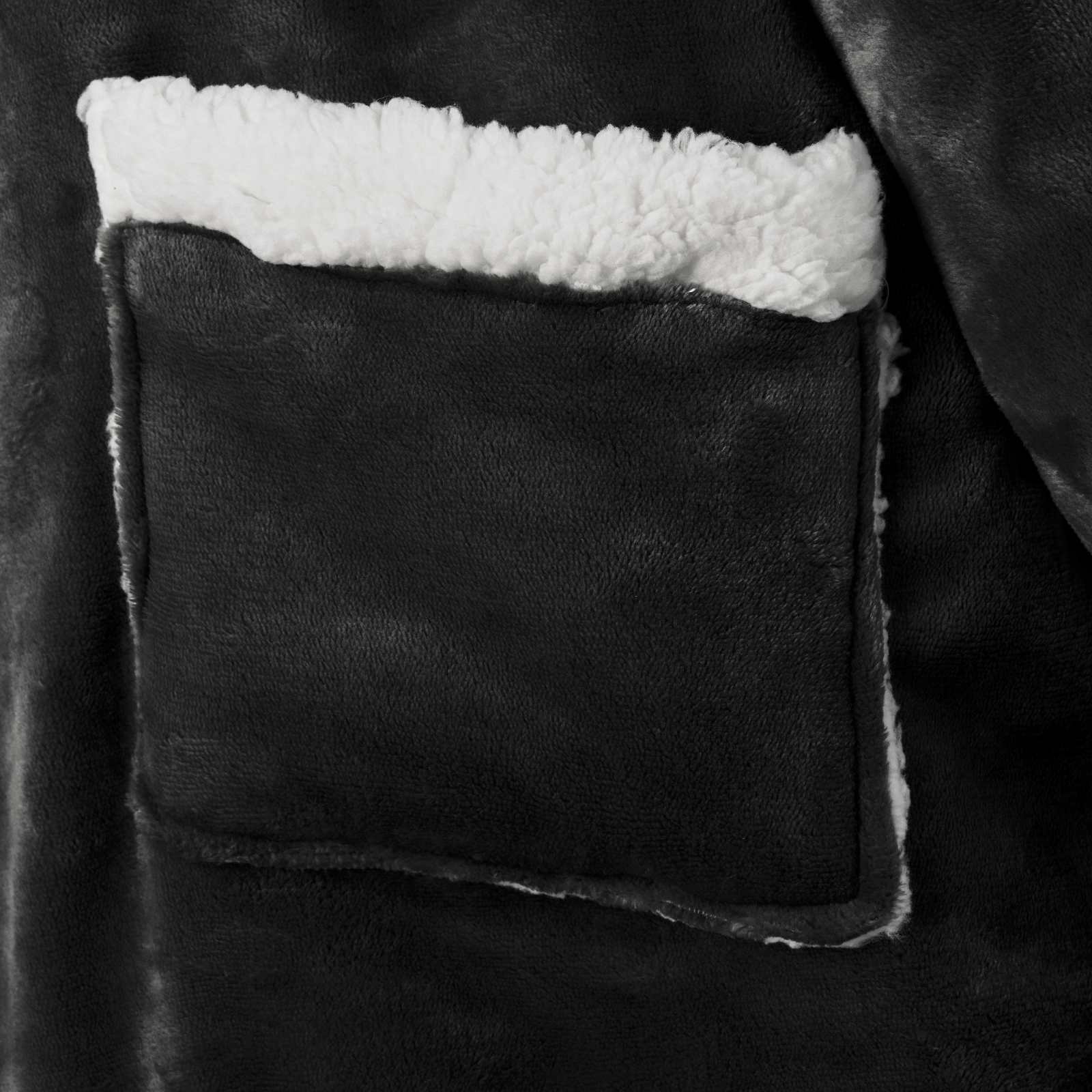 Odeja s kapuco Črna l Flis in flanel - slika 6