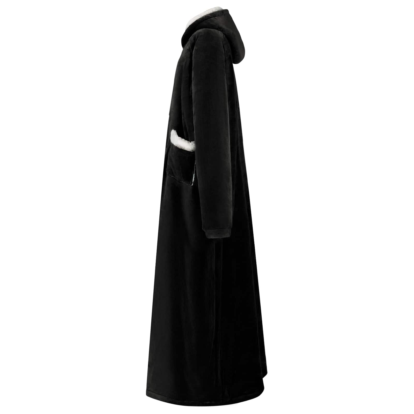 Odeja s kapuco Črna l Flis in flanel - slika 3