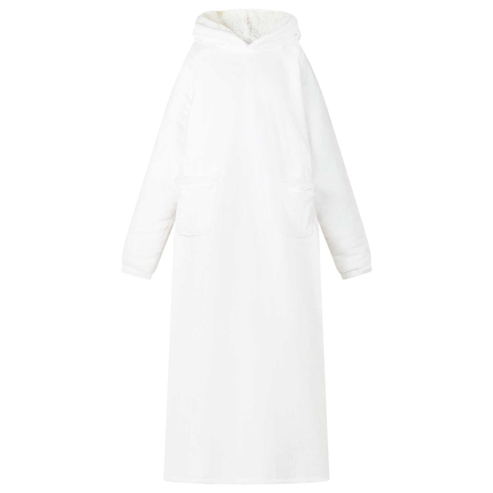 vidaXL Decken-Hoodie Weiß L Fleece und Flanell