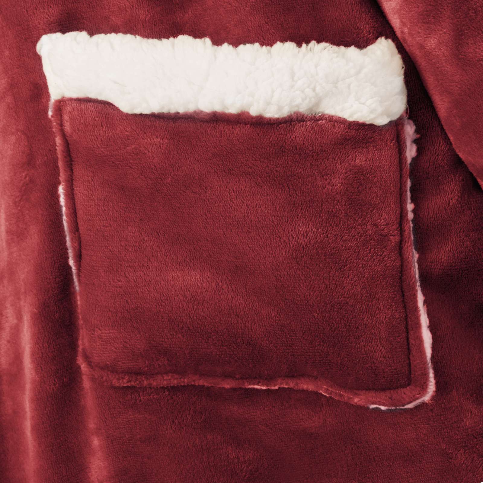 Odeja s kapuco Bordeaux rdeča m Flis in flanel - slika 6