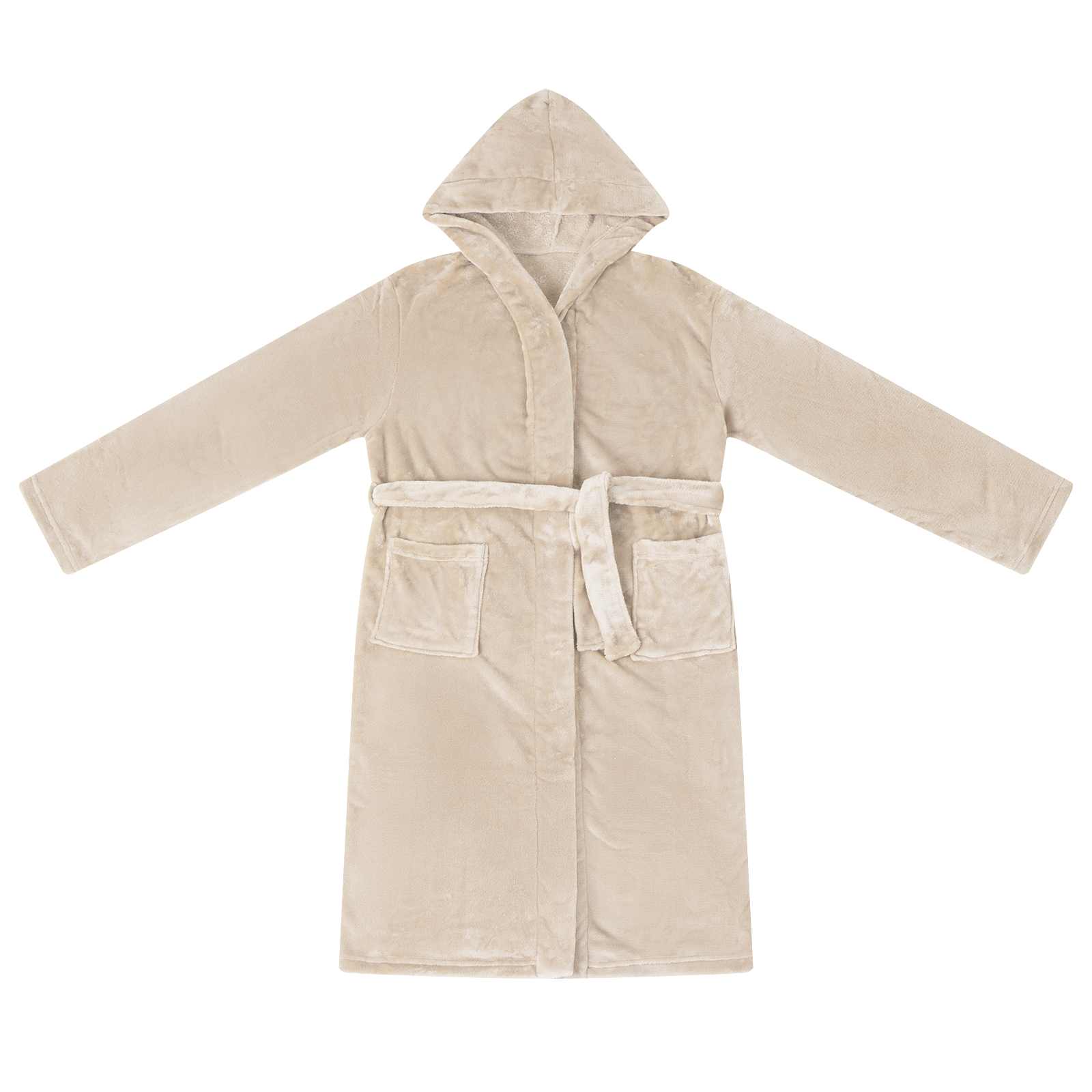 Thumbnail - vidaXL Bademantel Hoodie Beige S Flanell