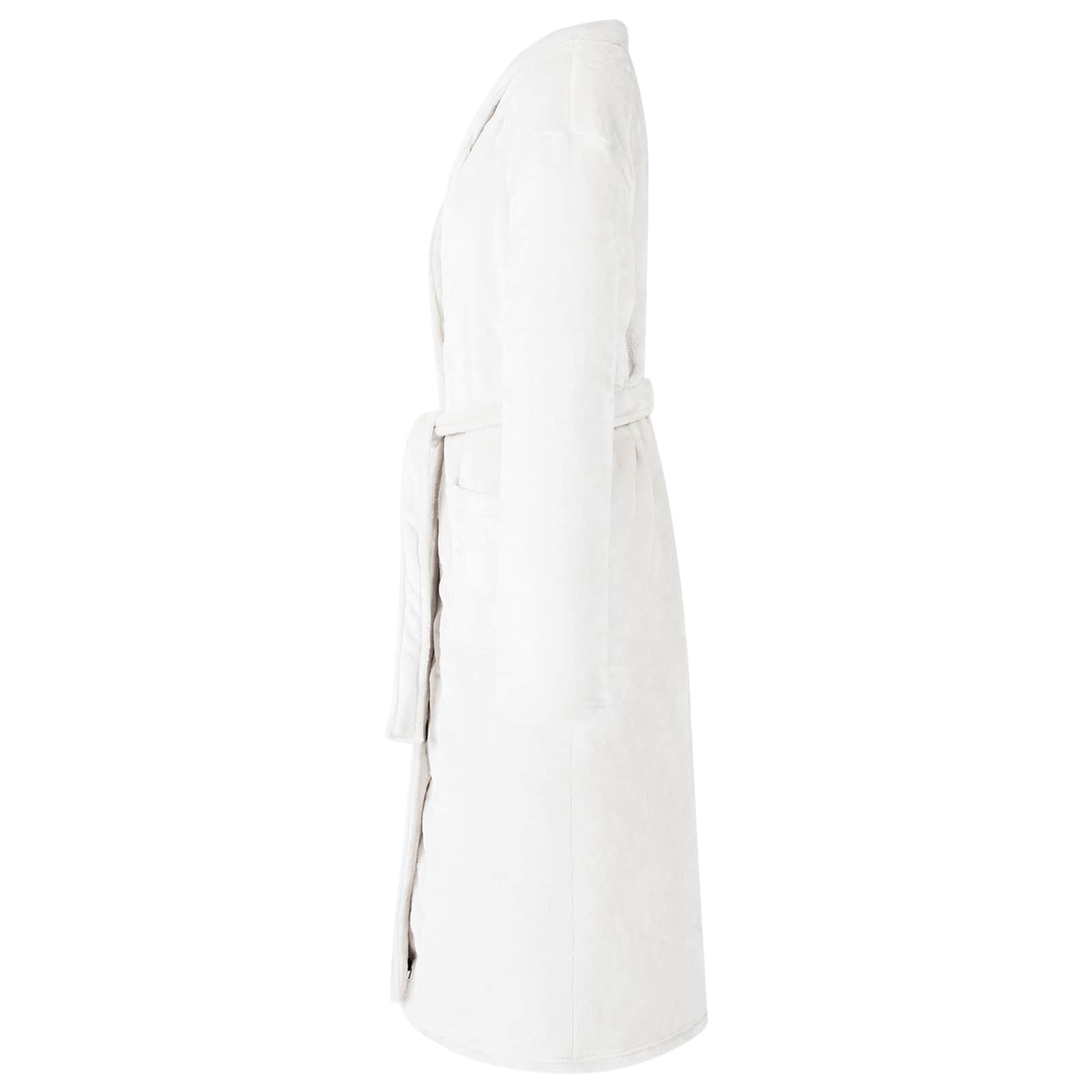 Thumbnail - vidaXL Bademantel ohne Kapuze Weiß M Flanell