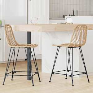 Barski stol 2 pcs Naravna 44,5 x 54,5 x 97,5 cm Ratan in železo