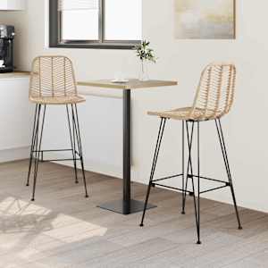 Barová židle 2 pcs Přírodní 44,5 x 53 x 111 cm Ratan a železo - obrázek 3