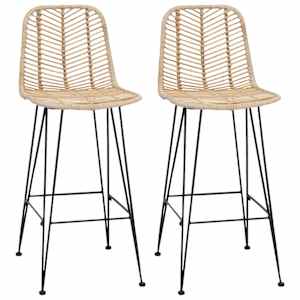 Barová židle 2 pcs Přírodní 44,5 x 53 x 111 cm Ratan a železo - obrázek 2