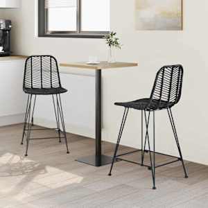 Barová židle 2 pcs Černá 44,5 x 54,5 x 97,5 cm Ratan a železo - obrázek 3
