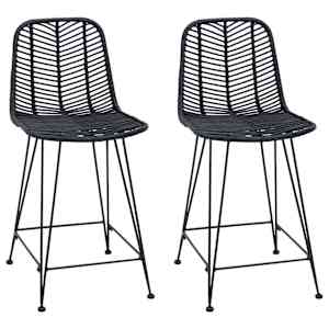 vidaXL Baaritool 2 tk Must 44,5 x 54,5 x 97,5 cm Viinapuu ja raud