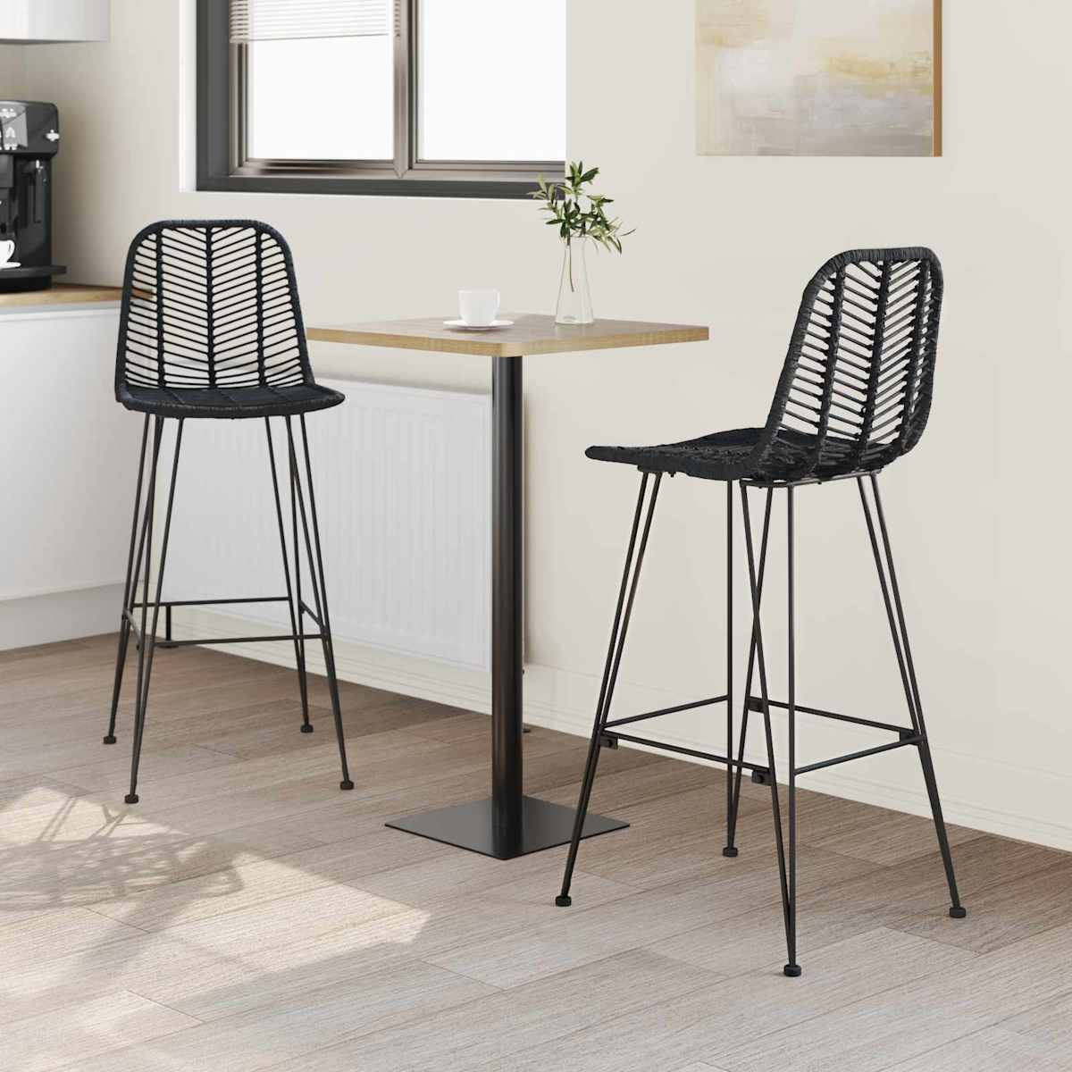 Barstol 2 stk. Rattan og Jern - Billede 3