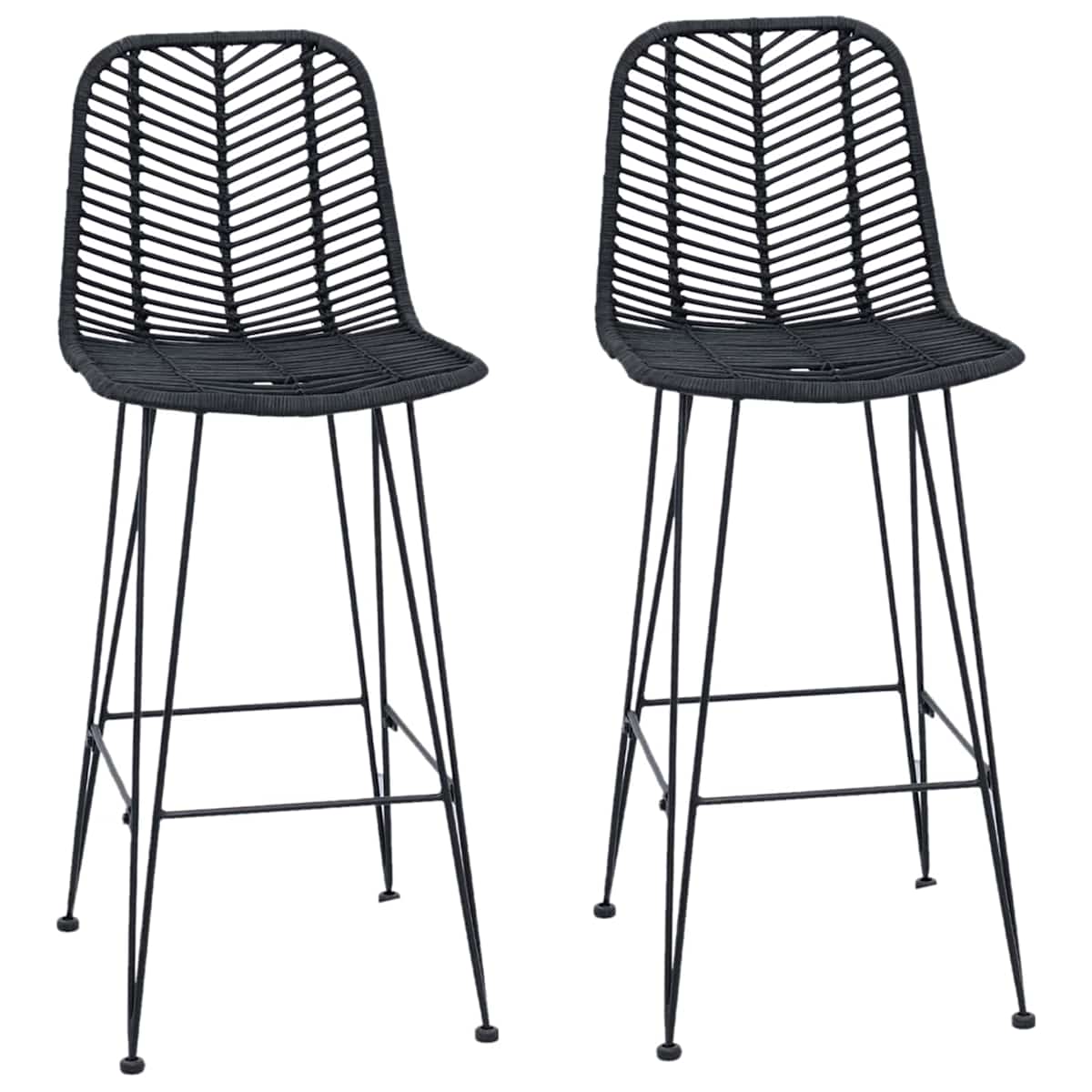 Barstol 2 stk. Rattan og Jern - Billede 2