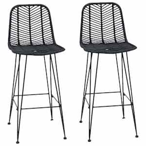 Barová židle 2 pcs Černá 44,5 x 53 x 111 cm Ratan a železo - obrázek 2