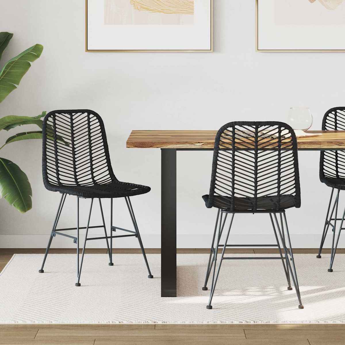 Spisestuestol 2 stk. Rattan og Jern 44 x 54,5 x 85 cm