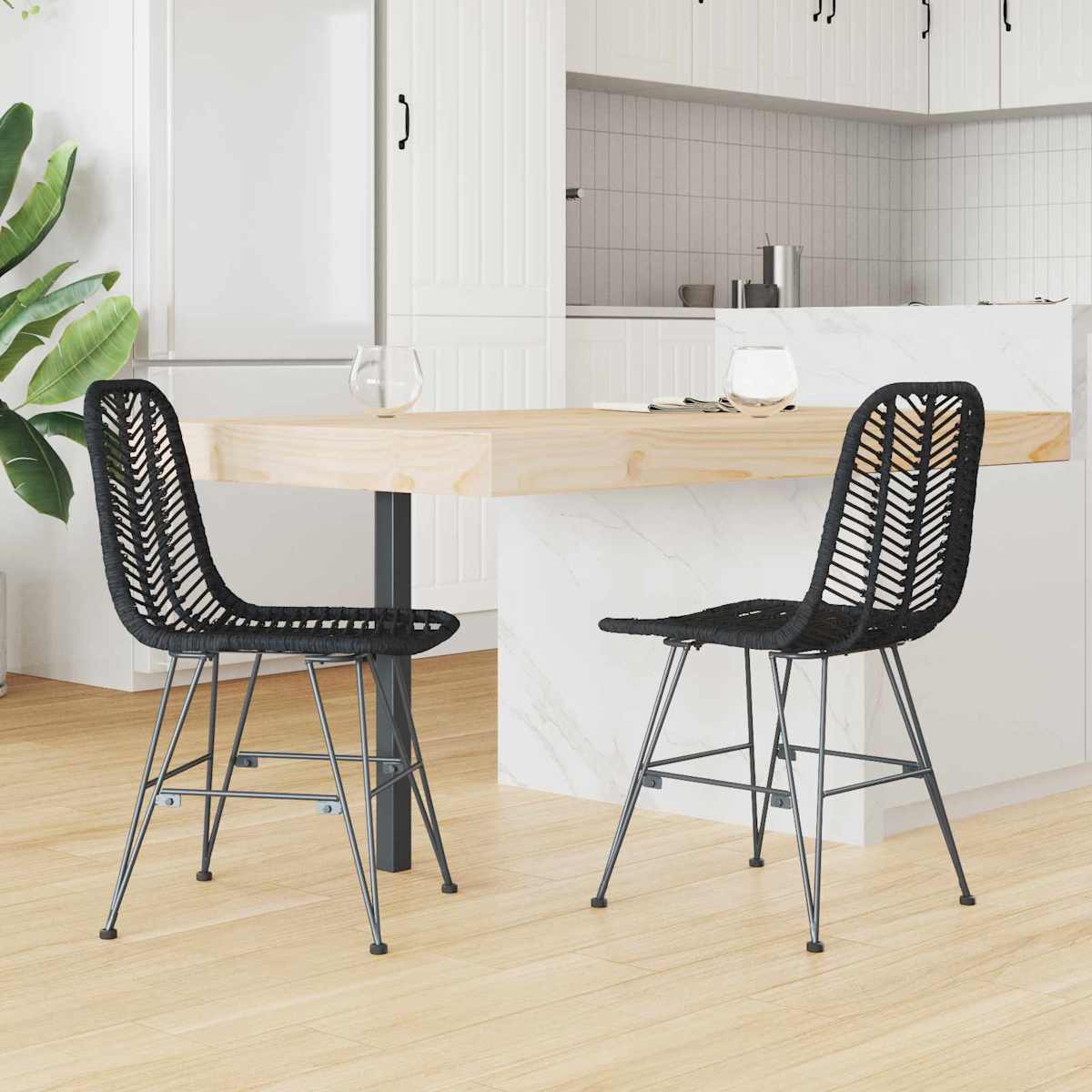 Spisestuestol 2 stk. Rattan og Jern 44 x 54,5 x 85 cm - Billede 3