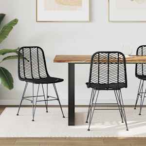 Jedilni stol 2 pcs Črna 44 x 47 x 85 cm Ratan in železo