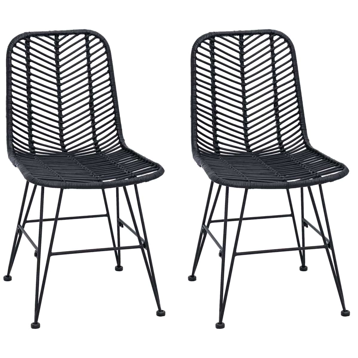 Spisestuestol 2 stk. Rattan og Jern 44 x 54,5 x 85 cm - Billede 2