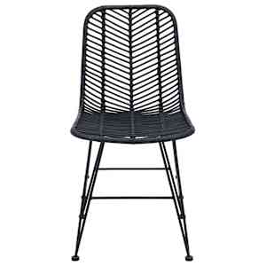 Jídelní židle 2 pcs Černá 44 x 47 x 85 cm Ratan a železo - obrázek 5