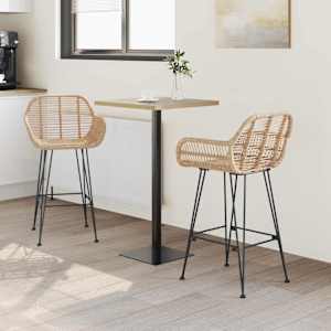 Barová židle 2 pcs Přírodní 55 x 52 x 92 cm Ratan a železo - obrázek 3