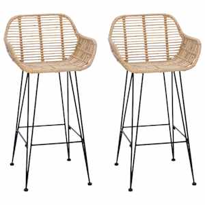Barová židle 2 pcs Přírodní 55 x 52 x 92 cm Ratan a železo - obrázek 2