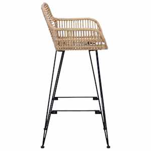 Barová židle 2 pcs Přírodní 55 x 52 x 92 cm Ratan a železo - obrázek 6