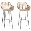 vidaXL Baaritool 2 tk Neutraalne 55 x 52 x 105 cm Viinapuu ja raud