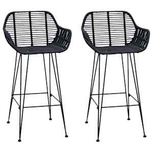 vidaXL Baaritool 2 tk Must 55 x 52 x 92 cm Viinapuu ja raud