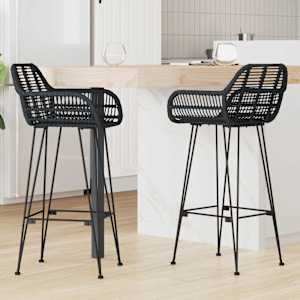 Barski stol 2 pcs Črna 55 x 52 x 105 cm Ratan in železo