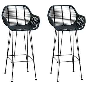 Barová židle 2 pcs Černá 55 x 52 x 105 cm Ratan a železo - obrázek 2