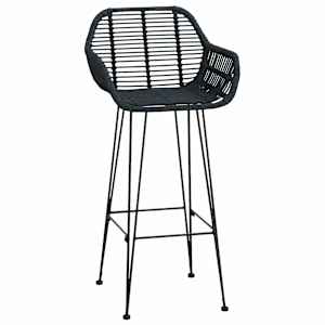 Barová židle 2 pcs Černá 55 x 52 x 105 cm Ratan a železo - obrázek 4
