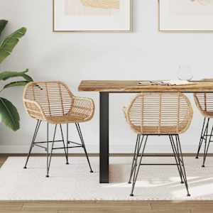 Jídelní židle 2 pcs Přírodní 55 x 50 x 74 cm Ratan a železo - obrázek 1