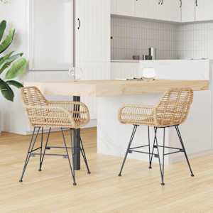Jídelní židle 2 pcs Přírodní 55 x 50 x 74 cm Ratan a železo - obrázek 3
