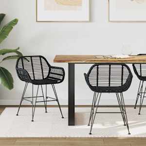 Jídelní židle 2 pcs Černá 55 x 50 x 74 cm Ratan a železo - obrázek 1