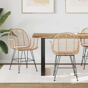 Jedilni stol 2 pcs Ratan in železo Naravna 57 x 55 x 85 cm